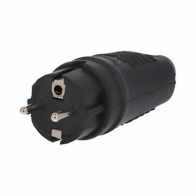 Vidlice 1107 IP44/230V/16A - domovní, gumová, černá, robustní