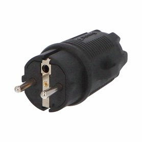 Vidlice 1167 IP54/250V/16A - domovní, gumová, černá, robustní