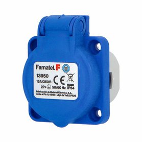 Zásuvka vestavná 13950 IP54 SCHUKO 250V/16A (s postranními ochrannými kontakty), modrá Zásuvka vestavná 13950 IP54 SCHUKO 250V/16A (s postranními ochrannými kontakty), modrá