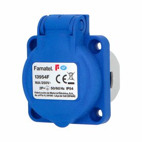 Zásuvka vestavná 13954F IP54/250V/16A s ochranným kolíkem, modrá