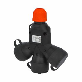Adaptér trojnásobný 188F-5 IP54/400V/16A - domovní, 5P svorka, černý, robustní - SOLID PRO Adaptér trojnásobný 188F-5 IP54/400V/16A - domovní, 5P svorka, černý, robustní - SOLID PRO