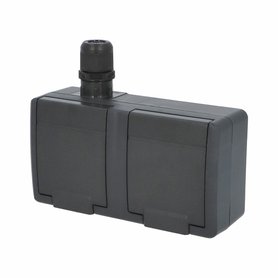 ATLAS IP65 Zásuvka 2x 2P+PE, 2-násobná vodorovná s vývodkou M20