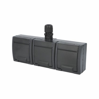 ATLAS IP65 Zásuvka 3x 2P+PE, 3-násobná vodorovná s vývodkou M20