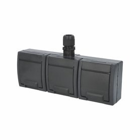 ATLAS IP65 Zásuvka 3x 2P+PE, 3-násobná vodorovná s vývodkou M20