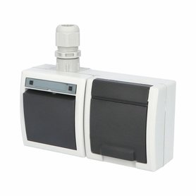 ATLAS IP65 Přepínač č.6+zásuvka 2P+PE vodorovně s vývodkou M20