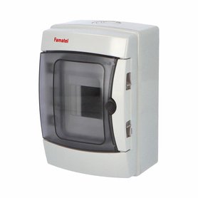 Rozvodnice Acqua 3904-TTB IP65, 4mod., na omítku, průhl. dveře, 215x145x110mm
