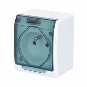 GALATEA IP44 Zásuvka 2P+PE (bílá / průhledné víčko)