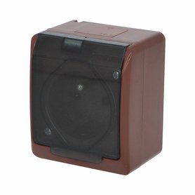 GALATEA IP44 Zásuvka 2P+PE (hnědá / průhledné víčko)