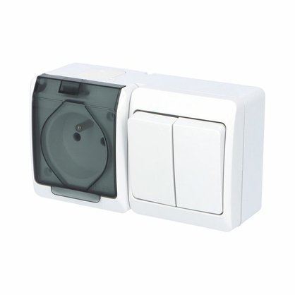 GALATEA IP44 Spínač sériový č.5+zásuvka 2P+PE (bílá + průhledná)