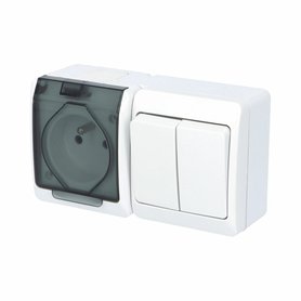 GALATEA IP44 Spínač sériový č.5+zásuvka 2P+PE (bílá + průhledná)