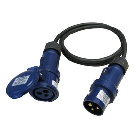 Gum. prodlužovací kabel 1,5 m s vidlicí a spojkou 230V 16A/3P 6H CEE, IP54